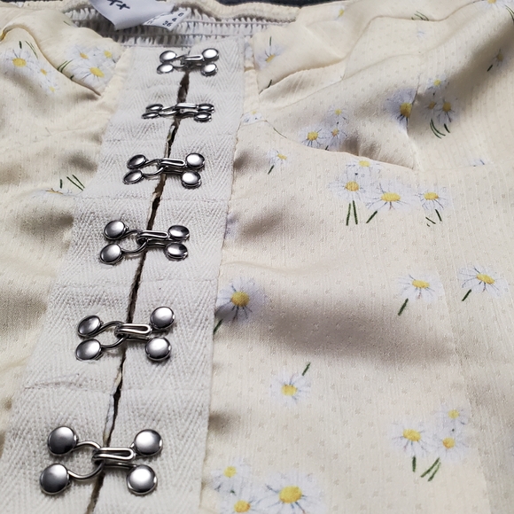 Princess Polly Size 4 Yellow Allyson Floral Print Hook & Eye Corset Crop Top - Picture 3 of 7